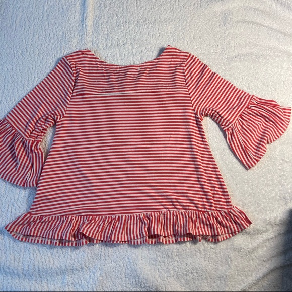 Copper key red and white stripped top with bell 3/4 sleeves girls size 5 - Picture 3 of 4